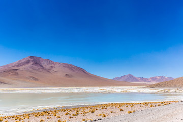 Amazing landscape scenario in Bolivia, South America, the place is known as the white lake for its...