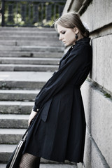 model posing on a city street 