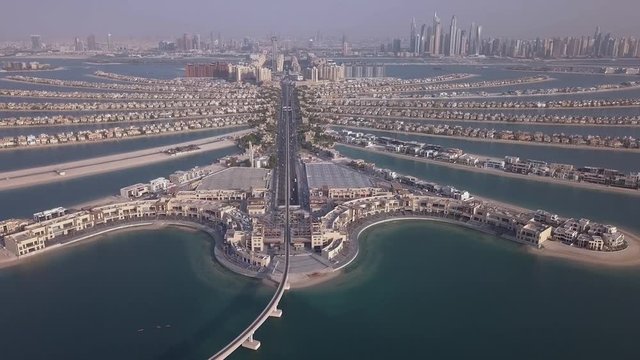 Drone shot of Palm Jumeirah in Dubai