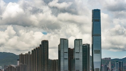 Fototapeta na wymiar Nice sky and Skyscrapers of Hong Kong.