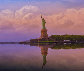 The Statue of Liberty in New York City, statue of liberty with cloudy sky