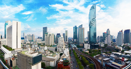 Panorama view Cityscape tower in Bangkok city in Asia Thailand  - obrazy, fototapety, plakaty