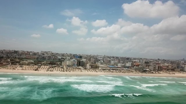 lateral drone view beach dakar yoff africa