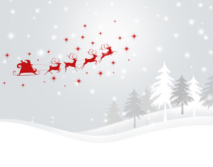 クリスマス　サンタクロース　雪の結晶　クリスマスツリー　クリスマス背景