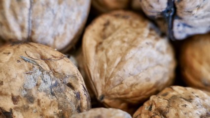 Walnuts close-up as background