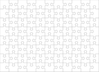 Jigsaw puzzle blank template or cutting guidelines of 88 transparent pieces, landscape orientation. Pieces are easy to separate (every piece is a single shape).
