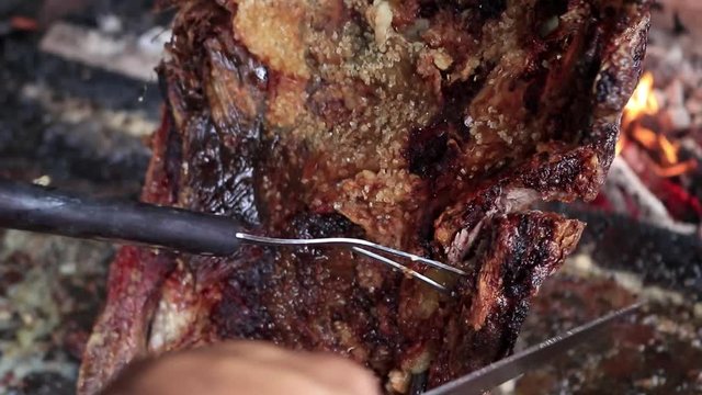 Close in brazilian beef rib, Brazilian Gaucho barbecue.