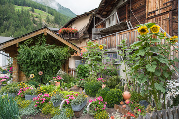 flower bed in swiss village