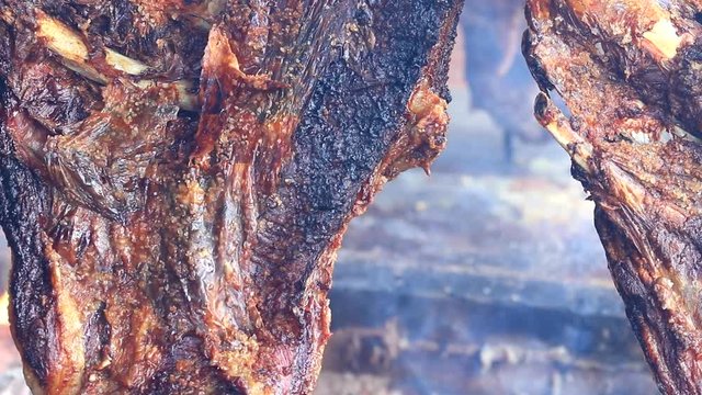 Close in brazilian beef rib, Brazilian Gaucho barbecue.