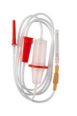 Blood transfusion system on a white background. Dropper