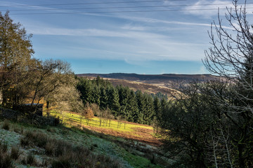 Obraz premium Path inside Yorkshire land with amazing blue sky during sunny day