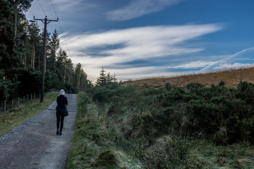 Trip on top of hill in Yorkshire UK girl captured in trail