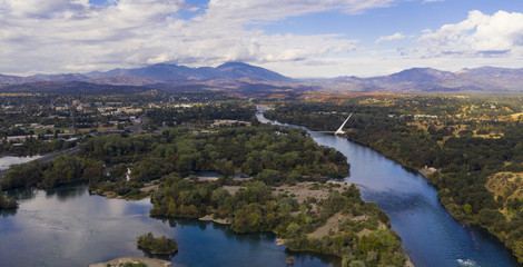 Aerial View Sacramento River Redding California Bully Choop Mountain