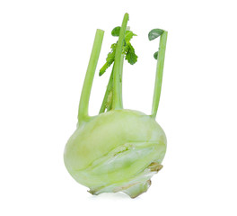 single fresh kohlrabi isolated on white background