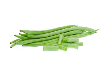 green beans with slices isolated on white background