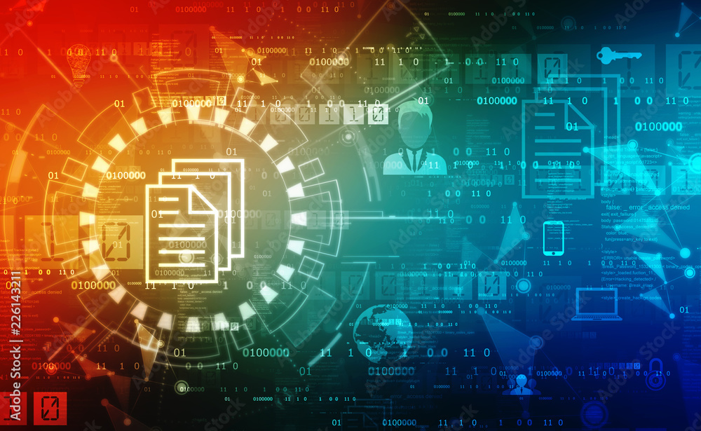 Aufkleber digital abstract technology background, binary background, document icon in business abstract backgr