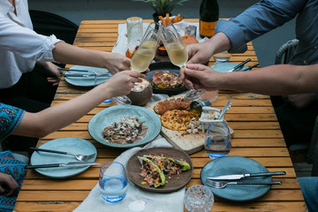 Dinner gathering at table