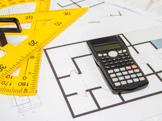 Business room of house architect engineer nobody work.