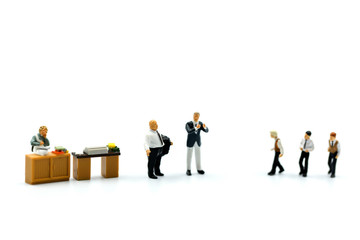 Miniature people : Buisnessman to interview of office using for concept Job Action Day.