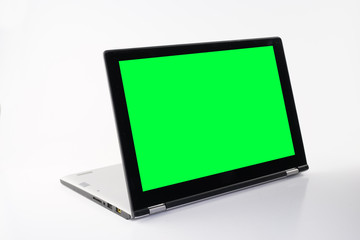 Laptop or notebook with chroma green display on a isolated background