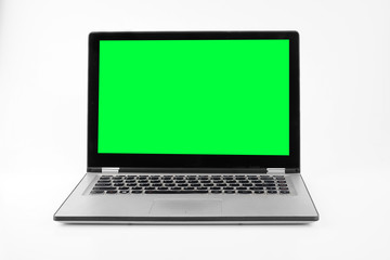 Laptop or notebook with chroma green display on a isolated background