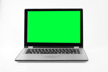 Laptop or notebook with chroma green display on a isolated background