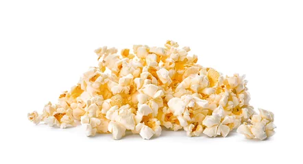 Stof per meter Pile of delicious fresh popcorn on white background © New Africa