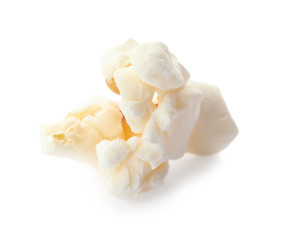 Fototapeta na wymiar Delicious salty popcorn on white background