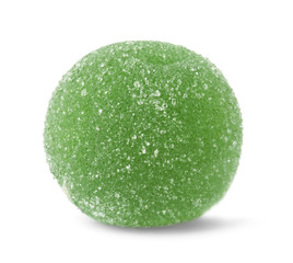 Delicious colorful chewing candy on white background