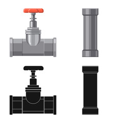 Vector illustration of pipe and tube symbol. Set of pipe and pipeline vector icon for stock.