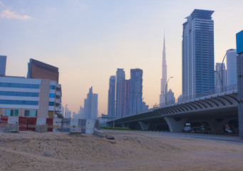 Fototapeta na wymiar Dubai city skyline in the morning