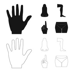 Vector design of human and part icon. Set of human and woman vector icon for stock.