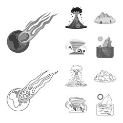 Vector design of natural and disaster sign. Collection of natural and risk stock vector illustration.