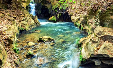 Naklejka na ściany i meble Hermon stream Banias waterfall
