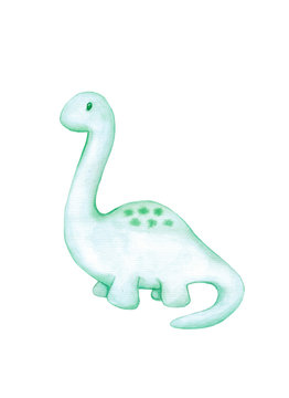 Cute watercolor dinosaur 