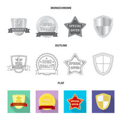 Vector design of emblem and badge sign. Set of emblem and sticker vector icon for stock.