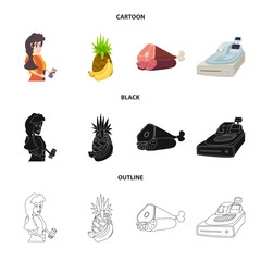 Vector design of food and drink logo. Set of food and store stock vector illustration.