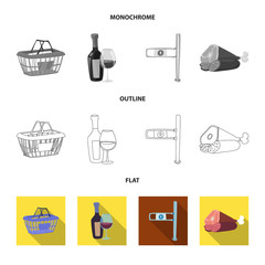 Vector design of food and drink sign. Collection of food and store stock vector illustration.