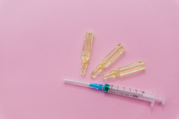medical ampoules and syringe.lifting botox injection for skin rejuvenation.Cosmetic procedures,...