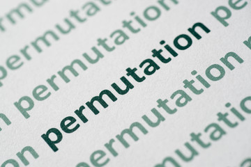 word permutation printed on paper macro