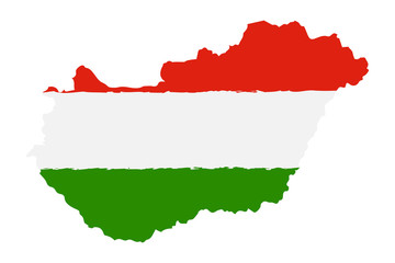 Obraz premium Map of Hungary with Flag. Hand Painted with Brush. Vector Illustration.