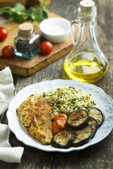 Chicken roast with couscous and vegetables