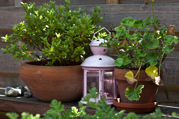 Dekoration mit Windlicht