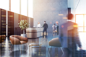 Business people in office lounge area