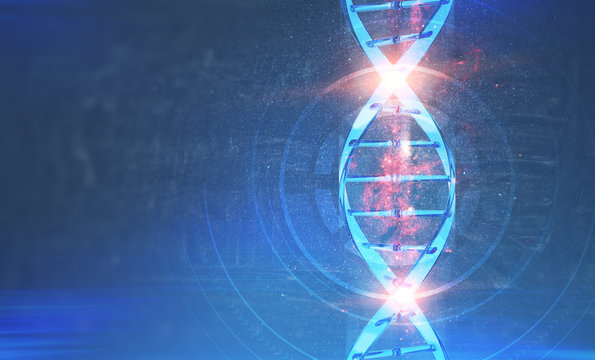 Dna helix with hud and gui over blue - Powered by Adobe