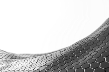 Gray honeycomb pattern surface, white background