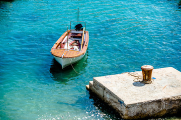 Fishing boat in the Bay of Dubrovnik,Croatia.