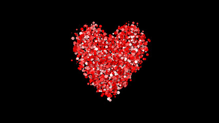 Obraz na płótnie Canvas valentines day greeting card, heart shape of many particles