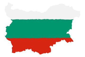 Map of Bulgaria with Flag. Hand Painted with Brush. Vector Illustration.