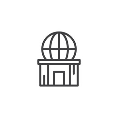 Planetarium outline icon. linear style sign for mobile concept and web design. Observatory building simple line vector icon. Symbol, logo illustration. Pixel perfect vector graphics